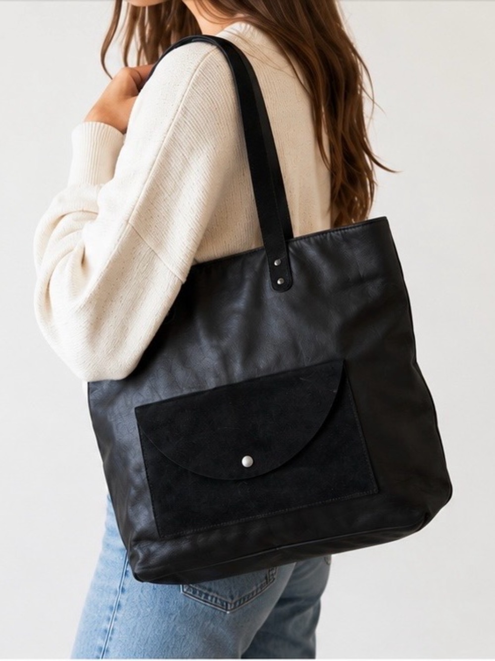 EILEEN FISHER LEATHER SUEDE TOTE PURSE BAG